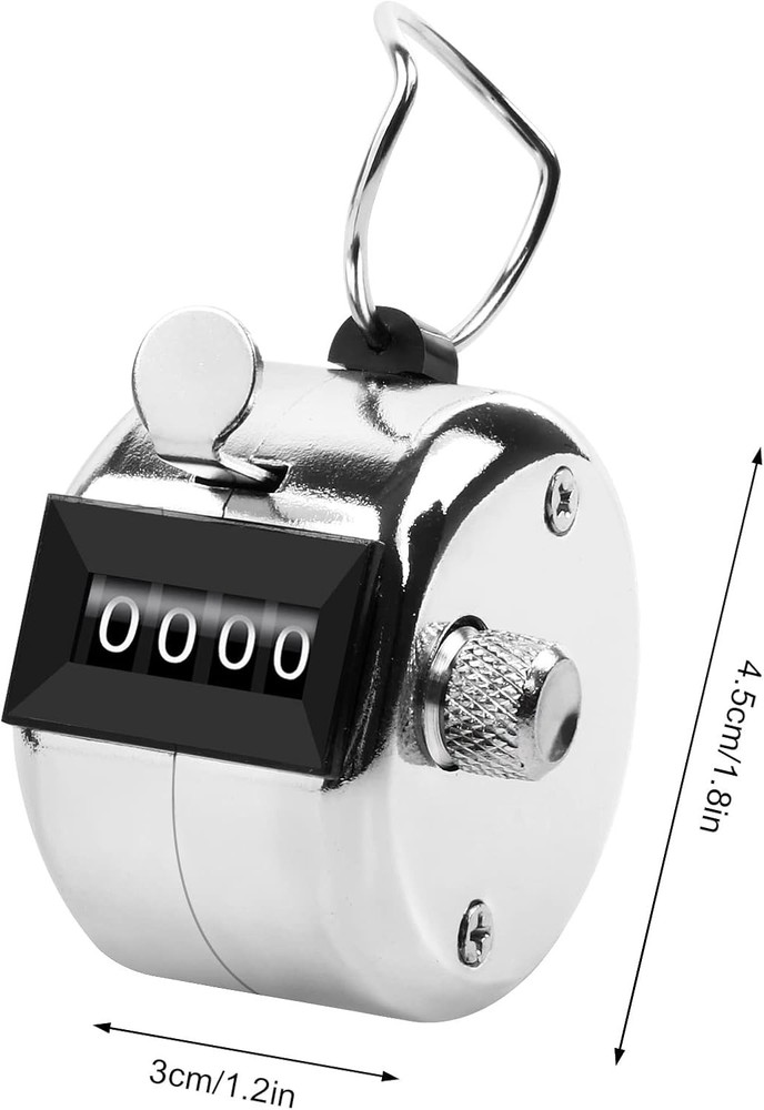 Handheld 4-Digit Counters 2 Pack - Lightweight Metal with Lanyard Attachment