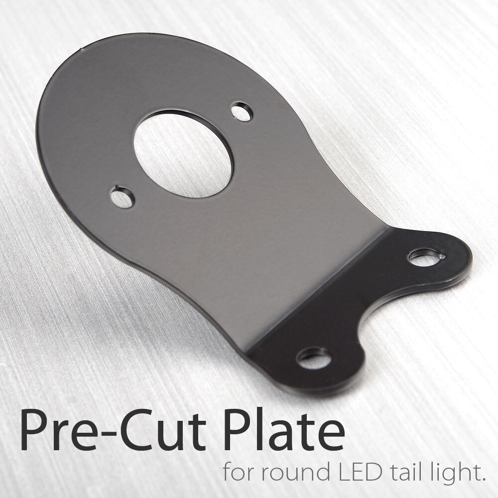 Stop Light Bracket for Round LED Tail Light Black with 2 Hex Nuts Pre-cut Plate