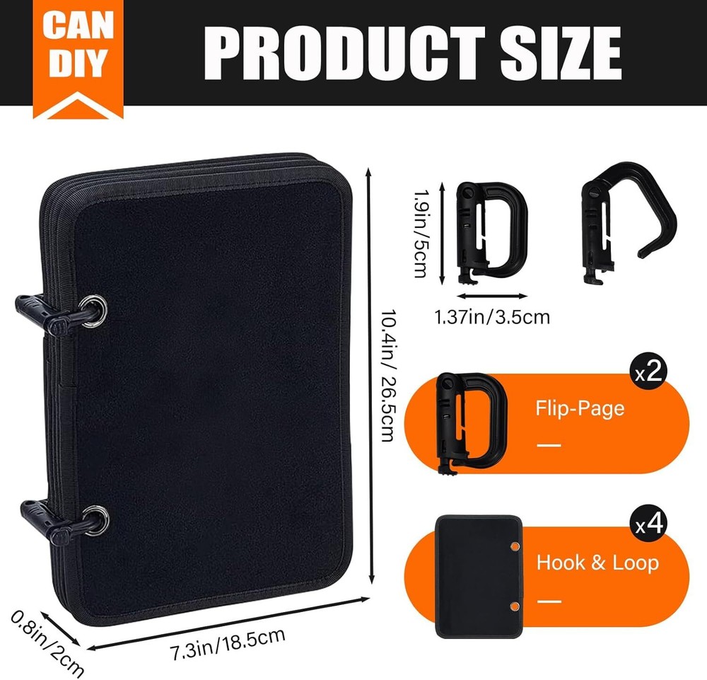 Flip-Page Patch Display Hook & Loop Tactical Patch Board Organizer with 4 Pages