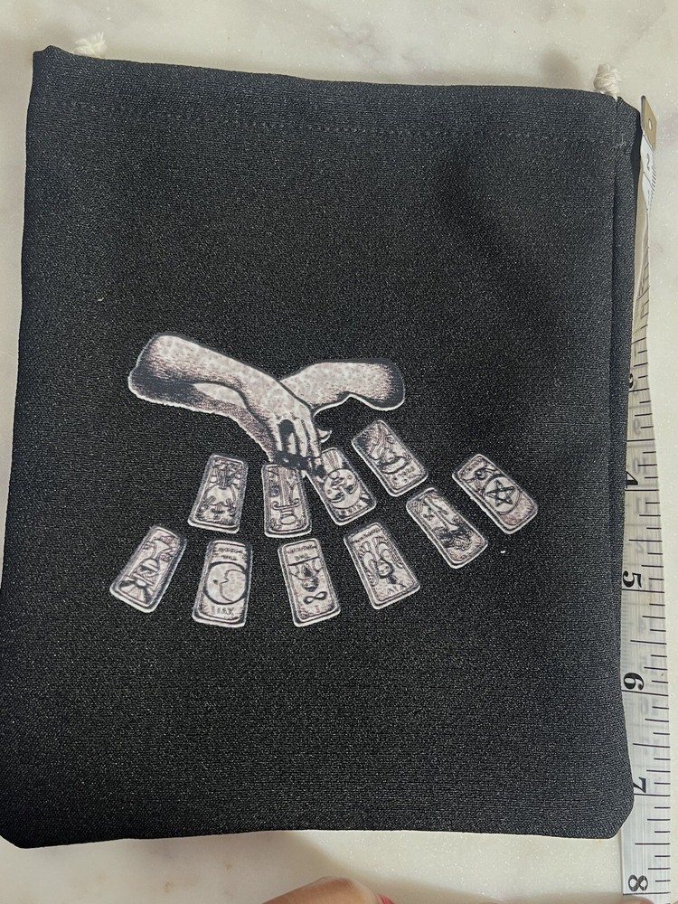 Mini Black Velvet Bags With Pull String - Tarot Themed - 4 Pack