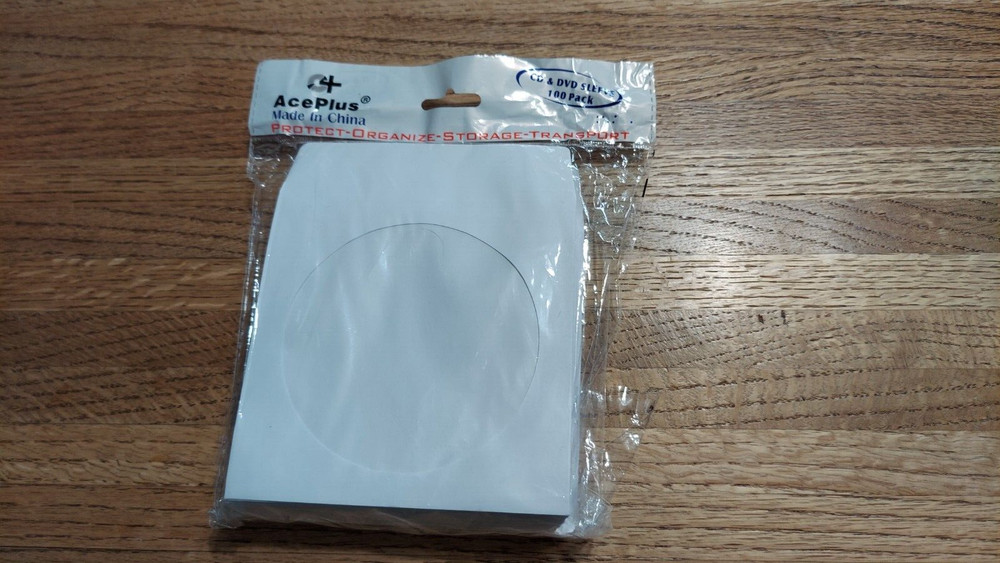 White Paper Sleeves CD/DVD Window with Flap  - 100/pkg