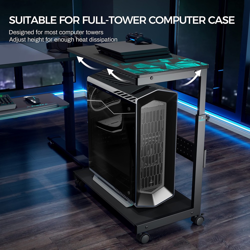 EUREKA ERGONOMIC Height Adjustable Computer Tower Stand, 2-Tier ATX-Case CPU ...
