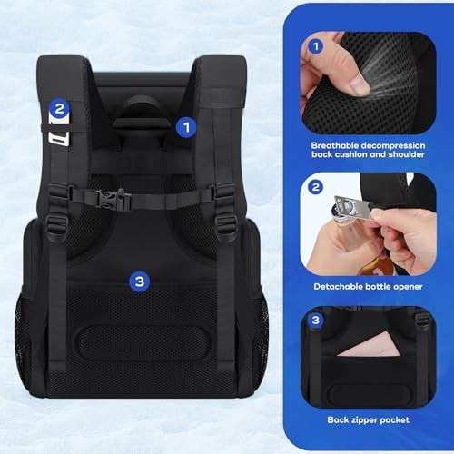 Backpack Cooler,36 Can Cooler Backpack,Soft Cooler Bag Insulated Black