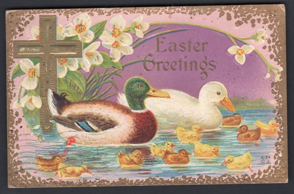 CANADA Caskeyville Alberta 1912 Split Ring on Easter Postcard to Edmonton