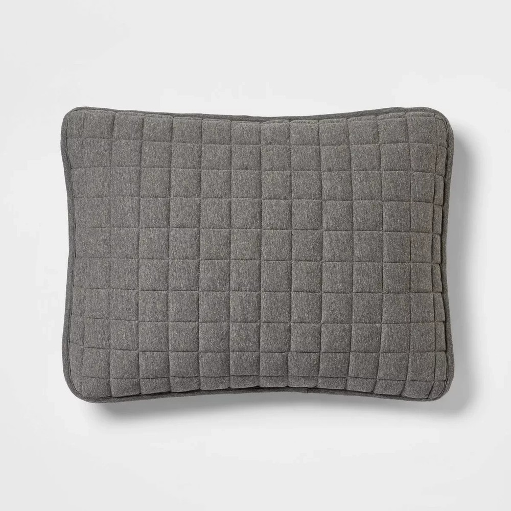 Room Essentials Cotton Blend Jersey Quilt Sham - Standard, Charcoal Black