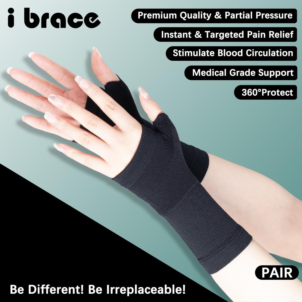 Partial Zone Compression Wrist Sleeve for Carpal Tunnel with Thumb Support, R...