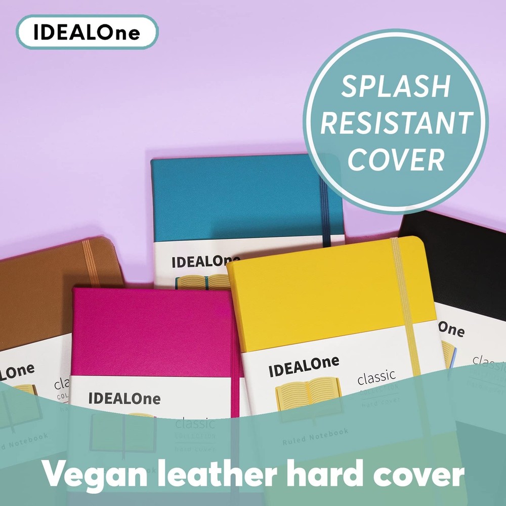 IDEALOne Dotted Hardcover Leather Journal Notebook Lined–A5 (5.7x8), College ...
