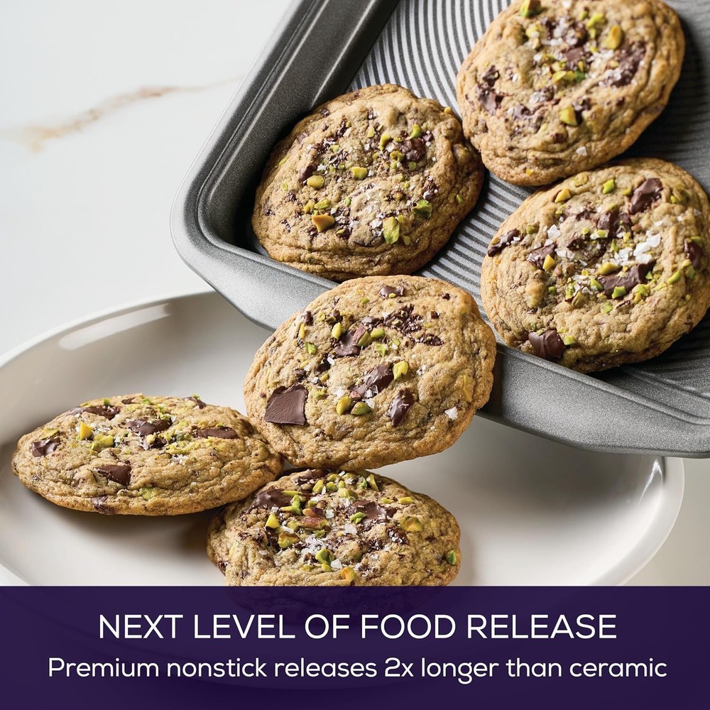 Bakeware Nonstick Cookie Pan Set Cookie Sheets Baking 2-Piece Gray