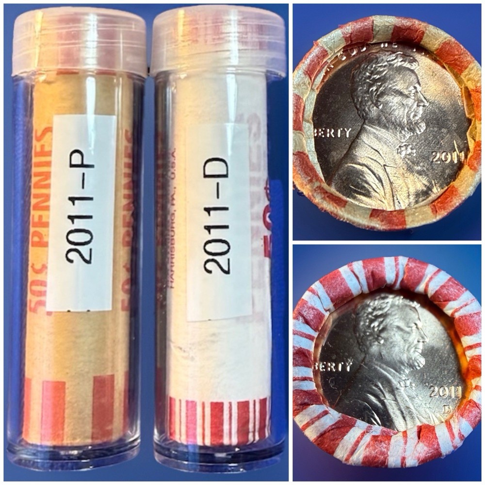 2011-P & D Lincoln Shield Cent Rolls. OBW Fed Wrapped BU Rolls.