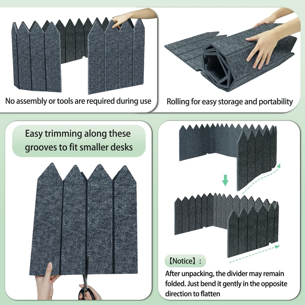 Foldable Felt Desk Divider, 16.5 x 86 Inches Non-Tip Privacy Panel Partition,...