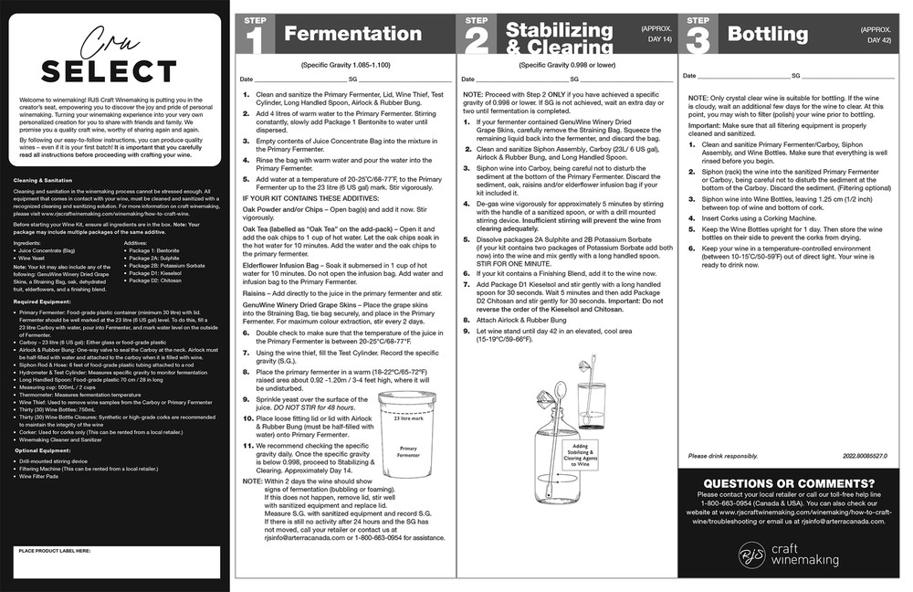 Wine Ingredient Kit - CRU SELECT Australian Style Shiraz
