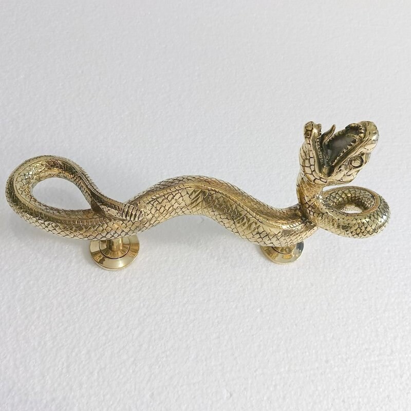 strong hidden fix leg Brass Large SNAKE Python Curly body Old Style handle heavy