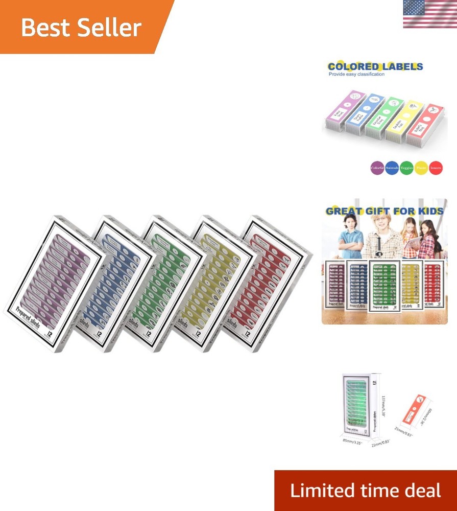 60Pcs Prepared Microscope Slides Set - Educational Specimens for Kids & Students