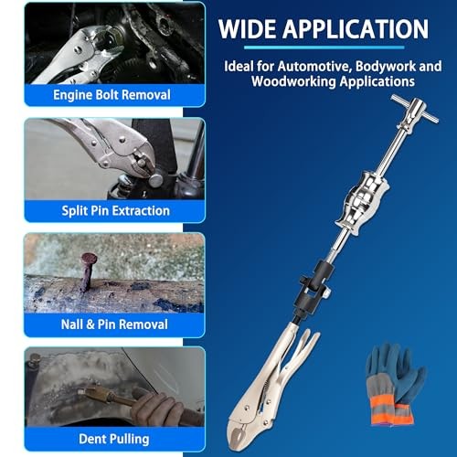 Locking Pliers Slide Hammer Puller Set, 9.8 in Locking Pliers 2 lb Slide