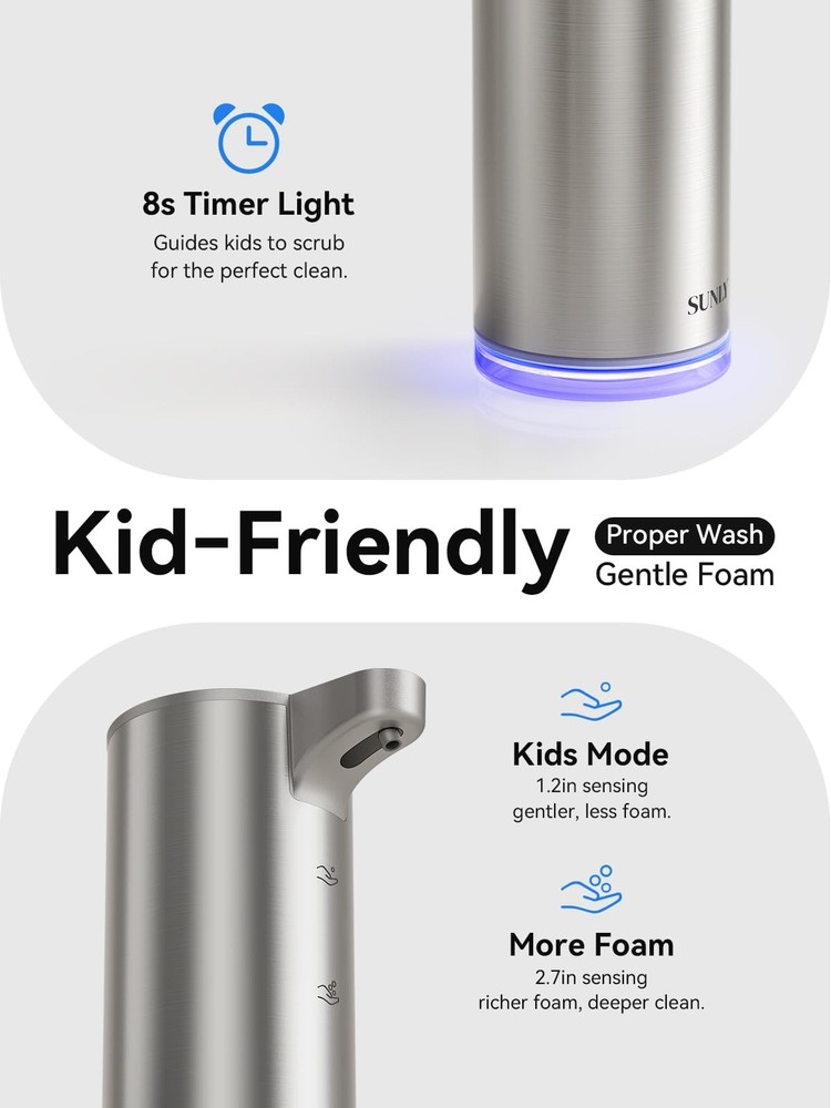 Automatic Foaming Soap Dispenser Touchless, 0.2s Fast Sensor, USB-C Rechargea...