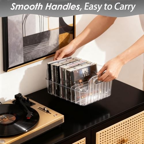 Clear CD Holder 2 Pack, Plastic CD Storage Box, CD Storage Racks, DVD Storag