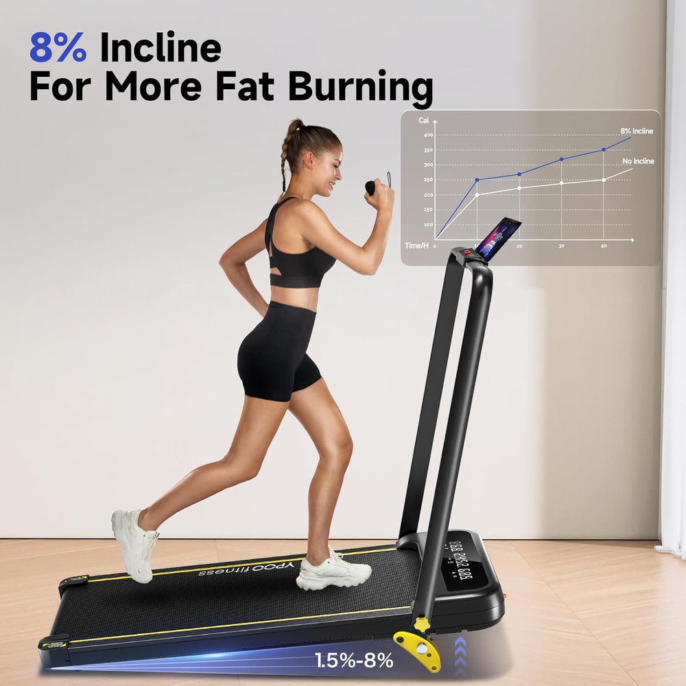 Portable Foldable Treadmill with Incline & Remote for Home/Office Use