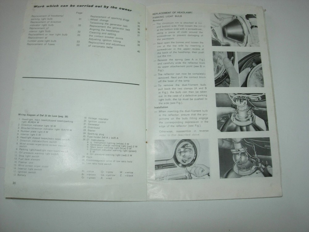 DAF 33 Owners Manual Handbook 1971