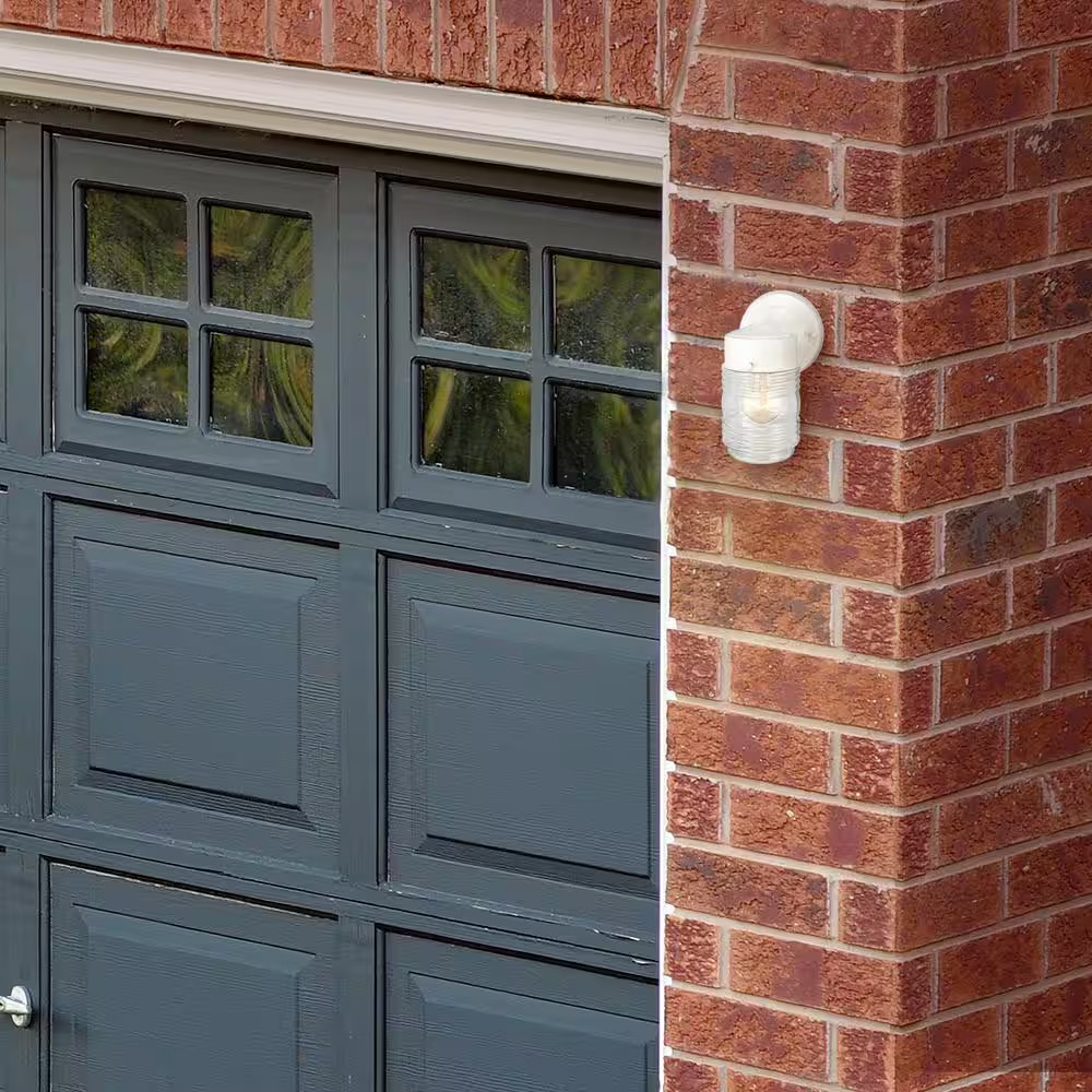 White Outdoor Wall-Mount Jelly Jar Wall Lantern Sconce