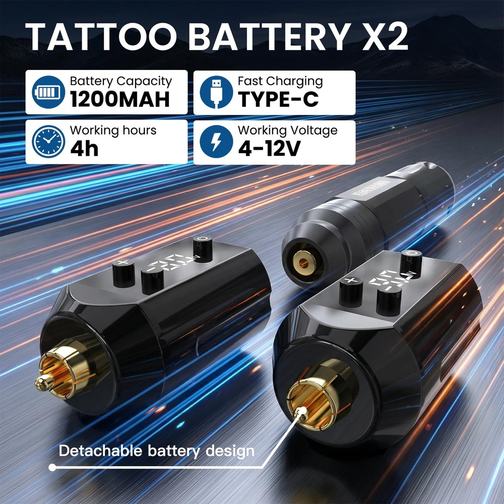 Wormhole Wireless Tattoo Gun Kit – Professional Machine with Black2