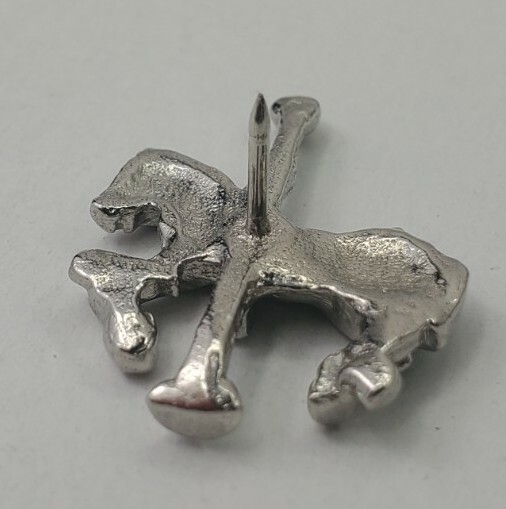 Carousel Horse Silver Tone Thick Lapel Pin Pinback