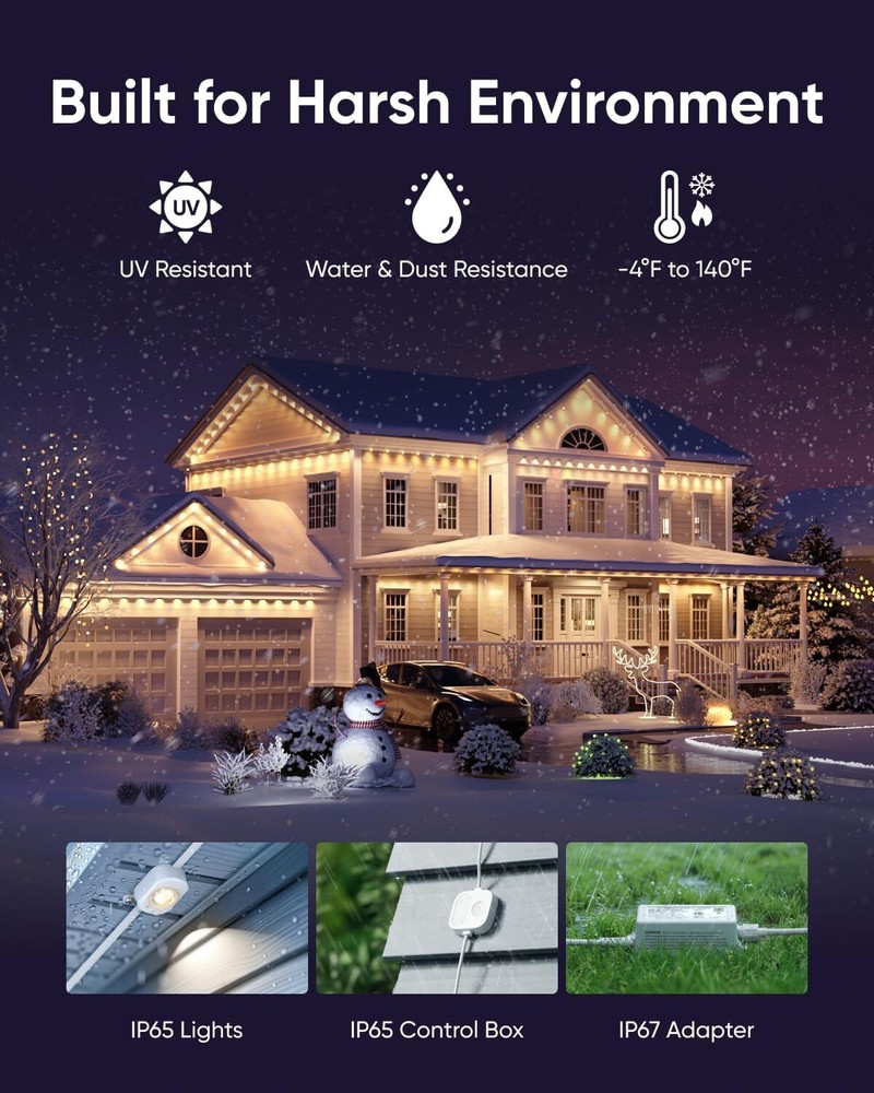 eufy Permanent Outdoor Lights E22 50ft String Triple-LED Smart RGBWW APP Control