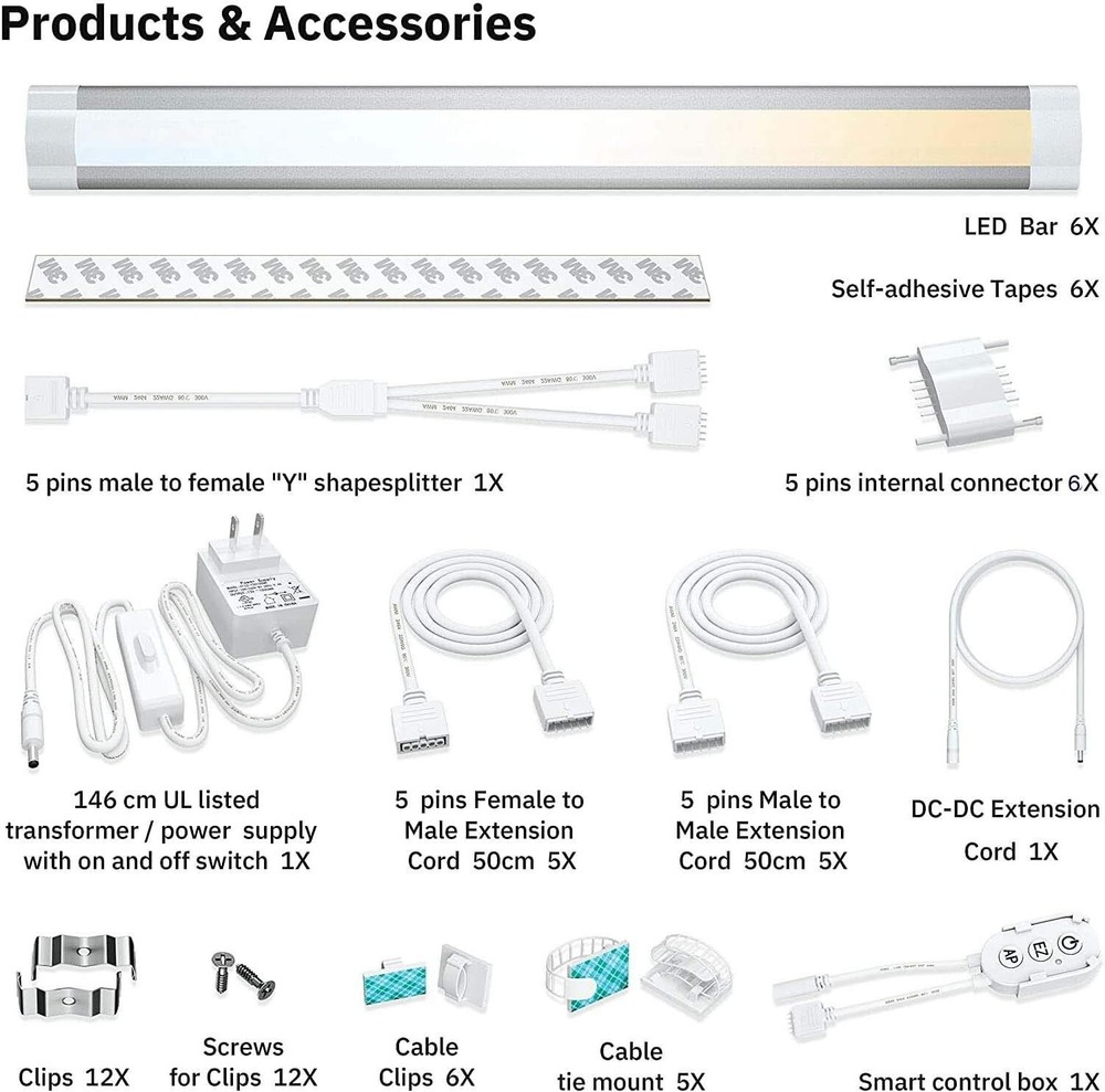 Smart Under Cabinet Lighting App, Alexa & Google Compatible Cabinet Lights – ...