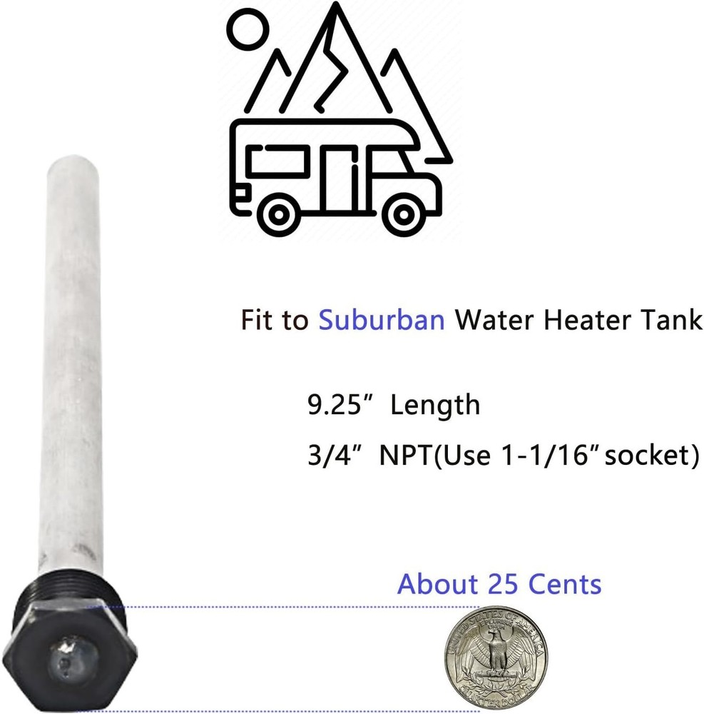 2 Pack RV Water Heater Anode Rods, Anode rod for RV hot water heaters,Replace...