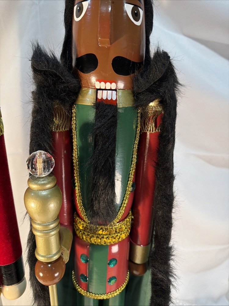 42" Christmas Black African American King Nutcracker Crown&Nutcracker Guards Set