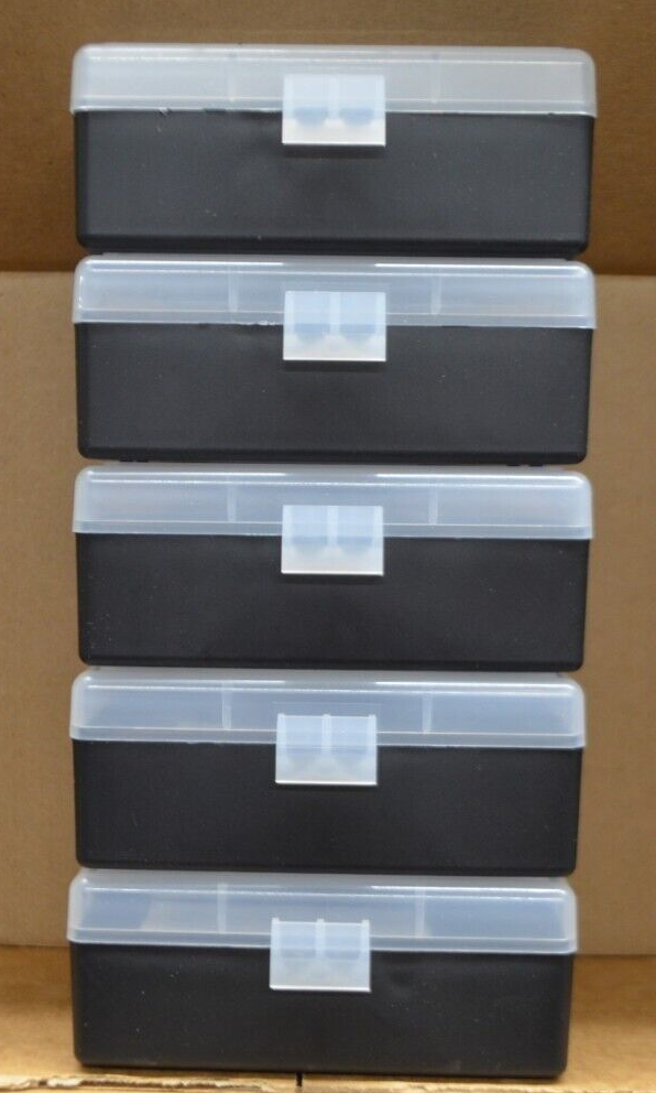 (10) .38 SPL / .357 MAG 50 ROUND PLASTIC AMMO BOXES (CLEAR COLOR)