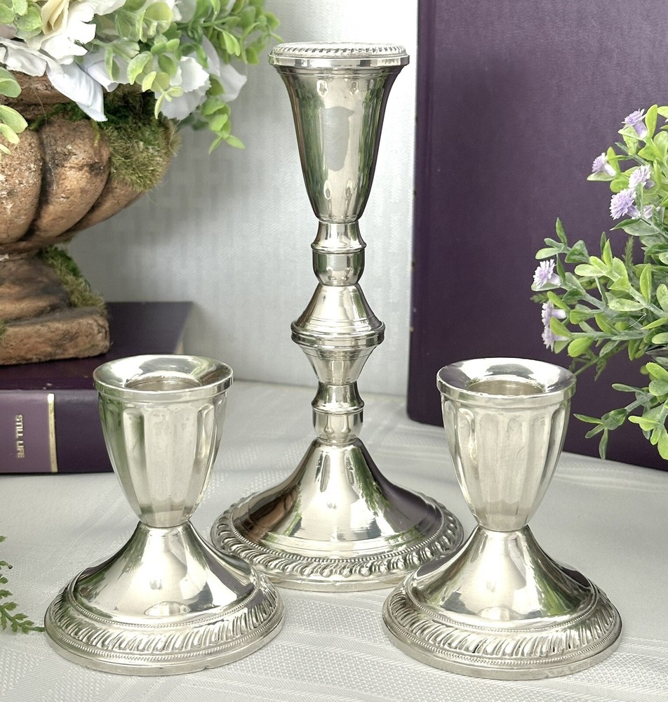 Candle Holders Sterling Silver Console Candlesticks Silver Dinner Candle Holders
