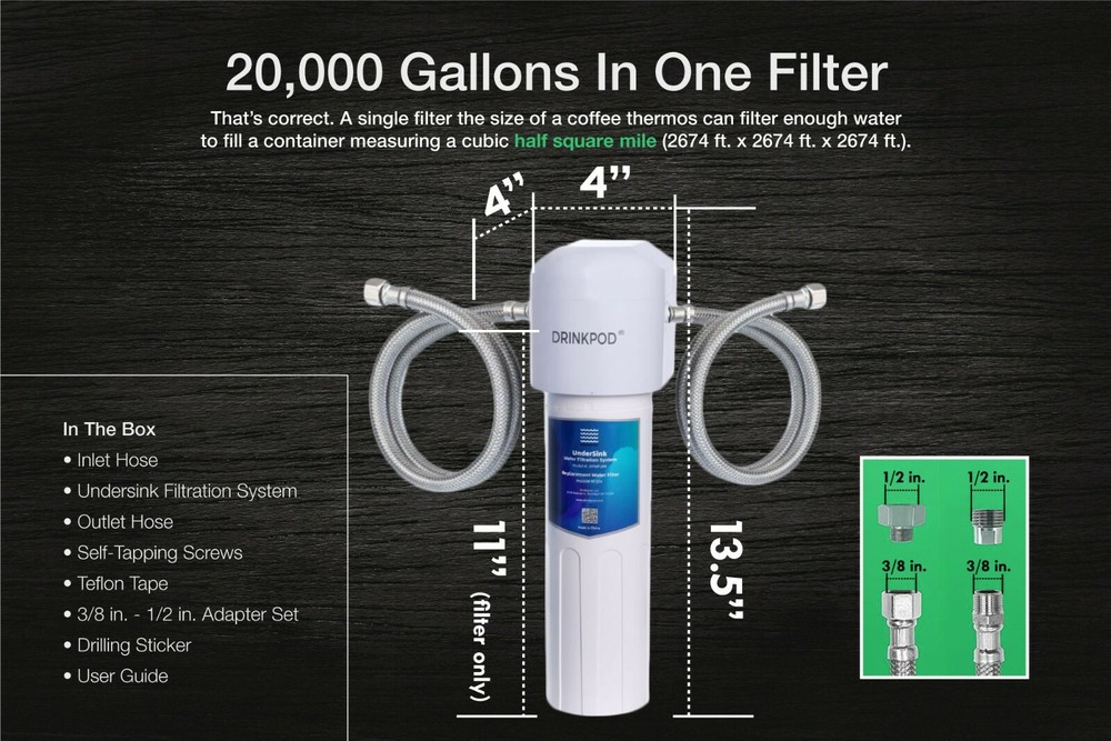 Drinkpod Under Sink 20,000 Gallon Water Filtration System