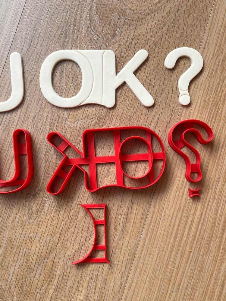 R U Ok? Letter cutter cookie cutter cake