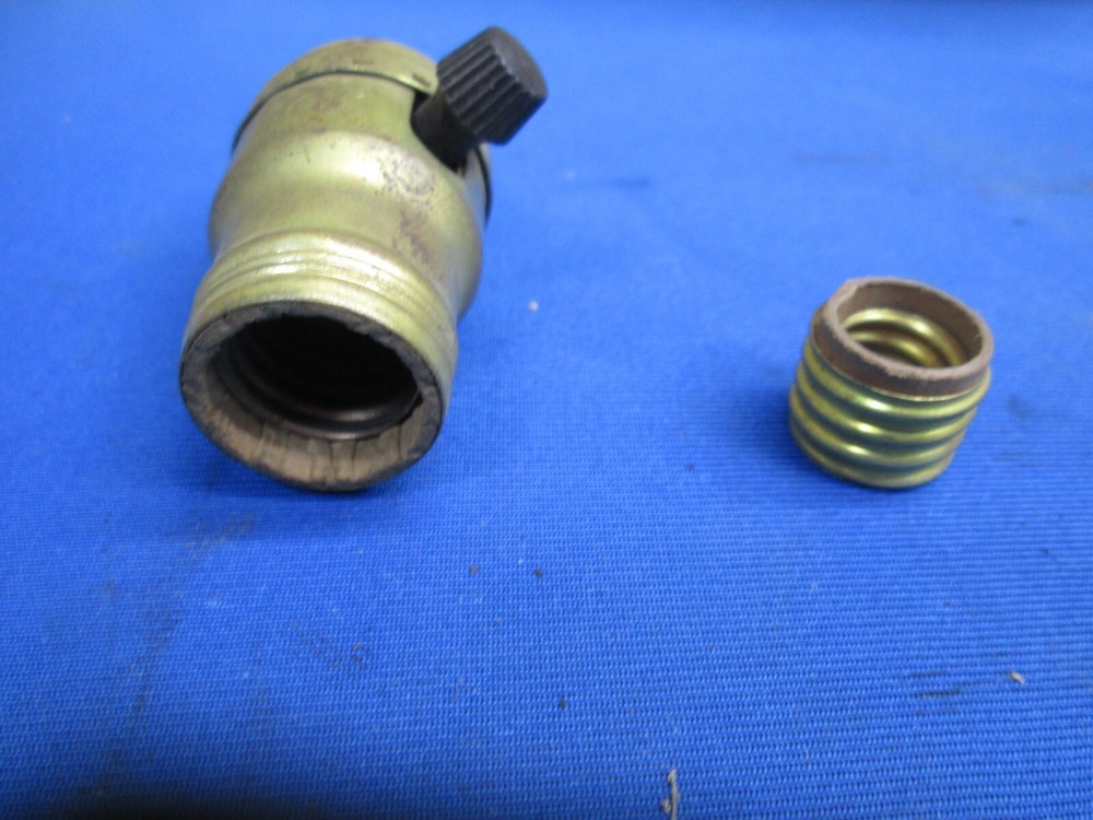 Eagle Brass Keyed Lamp Socket for E17 base bulbs with A E12 Base Adapter