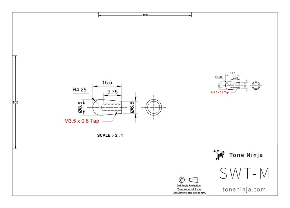Tone Ninja Metric Toggle Switchtip, M3.5 Bone