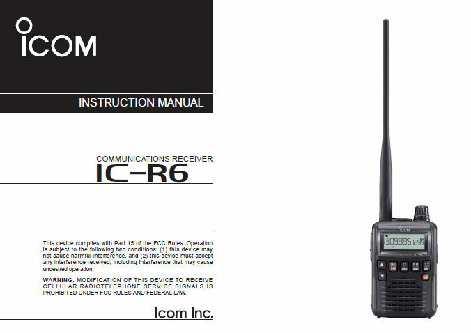 ICOM IC-R6 R6 INSTRUCTION MANUAL