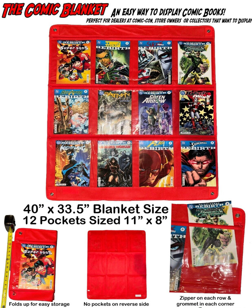 The Comic Blanket -Collectible Comic Book Display Frame Case Rack Holds 12 Books