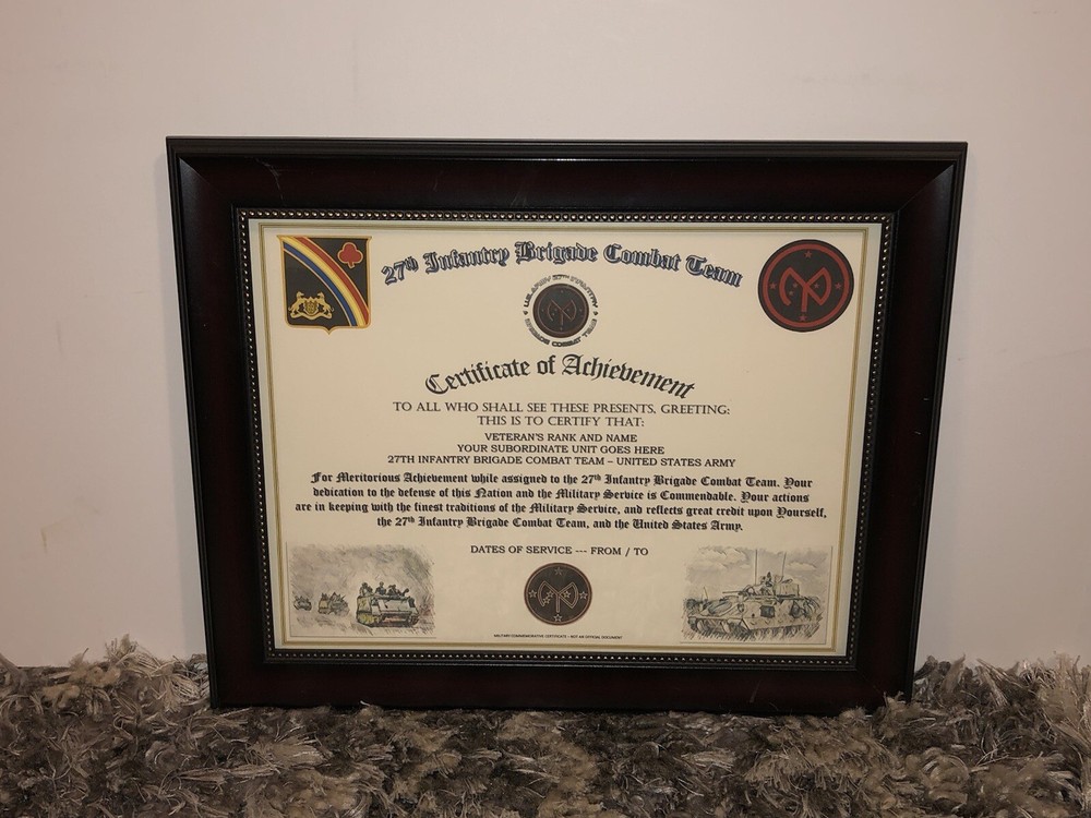 27TH INFANTRY BRIGADE COMBAT TEAM - COA / (COMMEMORATIVE CERTIFICATE)