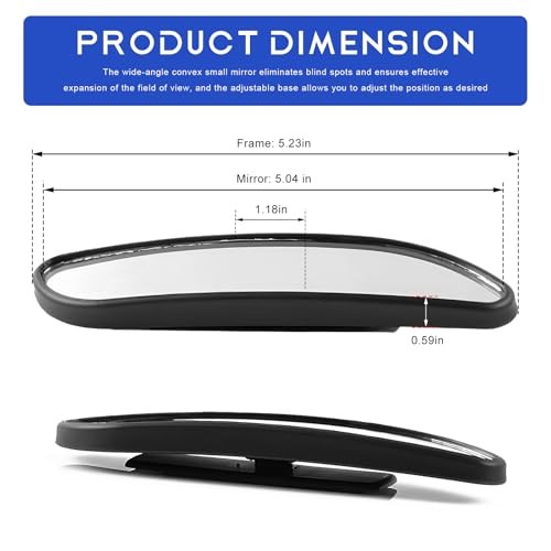 2 PCS Blind Spot Mirror, Adjustable Wide Angle Convex Side Framed Medium