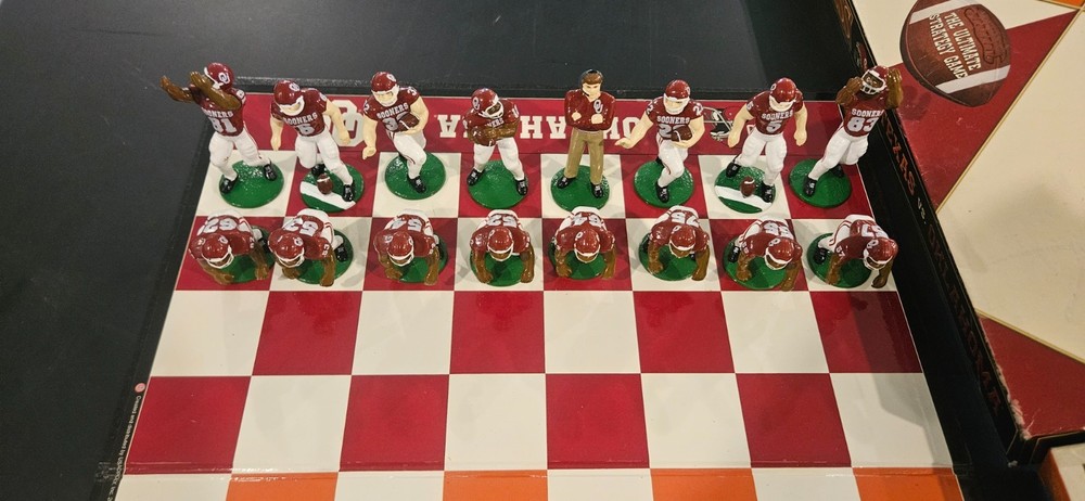 Texas vs Oklahoma Football Chess Set - Complete