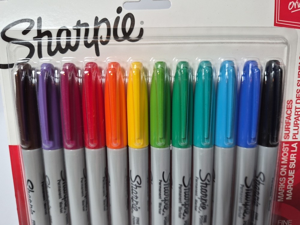 Sharpie Permanent Markers Fine Point 12 Pack Assorted Colors