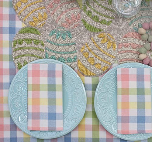 Happy Hunting Handmade Beaded Table Runner - Spring Bunny Easter Eggs 13x36