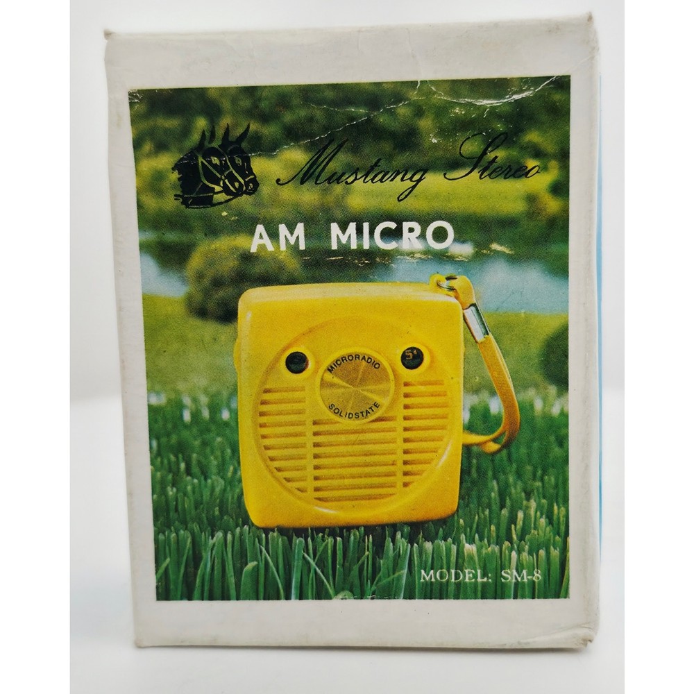 VINTAGE 1960's MUSTANG AM Micro Solid State Transistor Radio Blue - Needs Lovin'