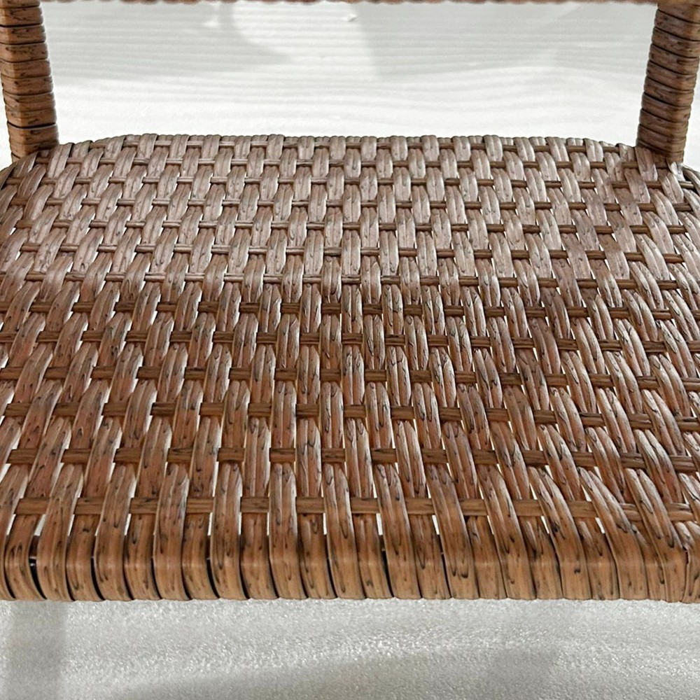Outsunny Patio Wicker Coffee Table w/ Two-tier Design, Side Table, Sand