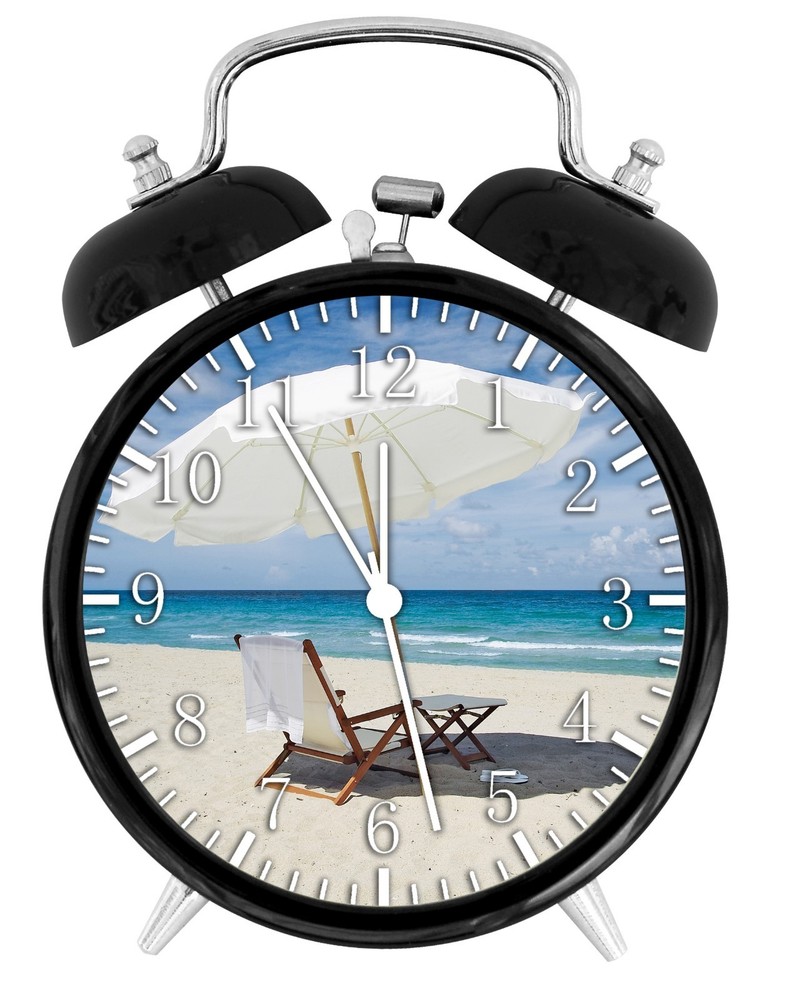 Beach Scenery Alarm Desk Clock 3.75" Room Office Decor E61 Will Be a Nice Gift