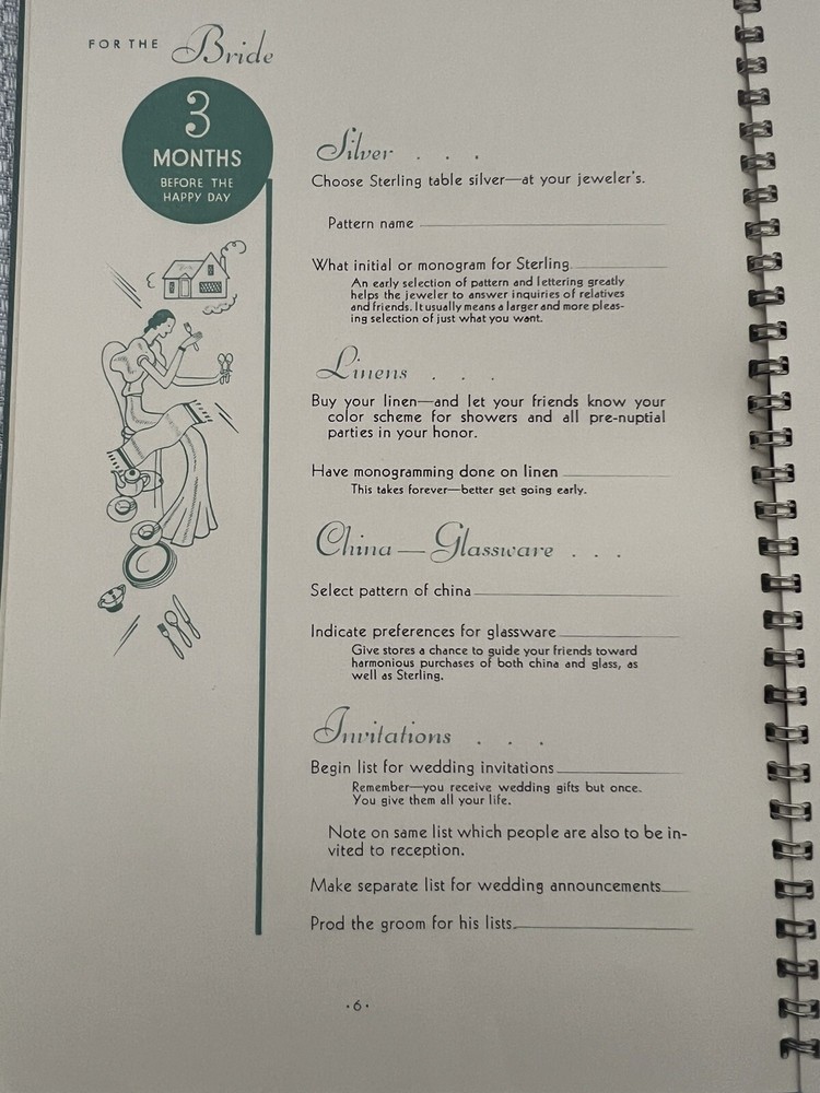 How To Plan Your Wedding Notebook Towle Mfg.Co. Copywrite 1936