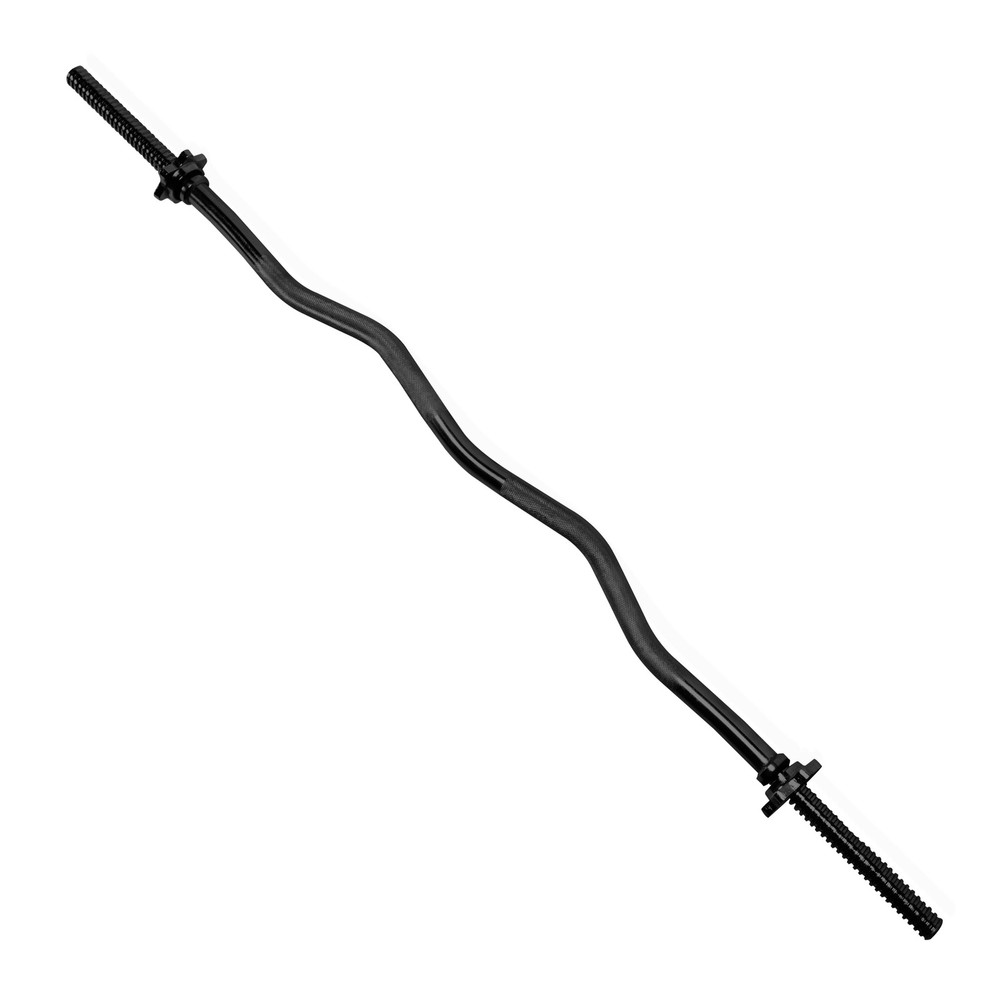 Barbell Standard Threaded Solid Easy Curl Bar, 47-Inch, Black