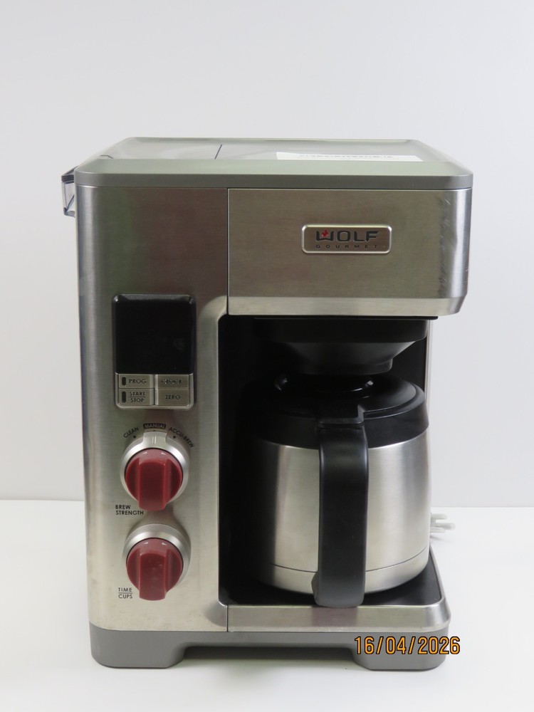 Wolf Gourmet Programable Coffee Maker WGCM100S Auto Drip System Red Knobs [D10]