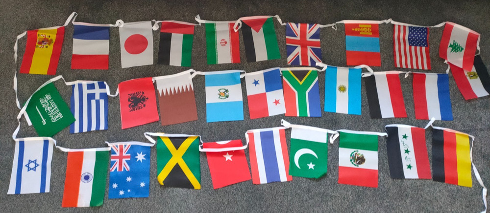 Different countriesflags  bunting display
