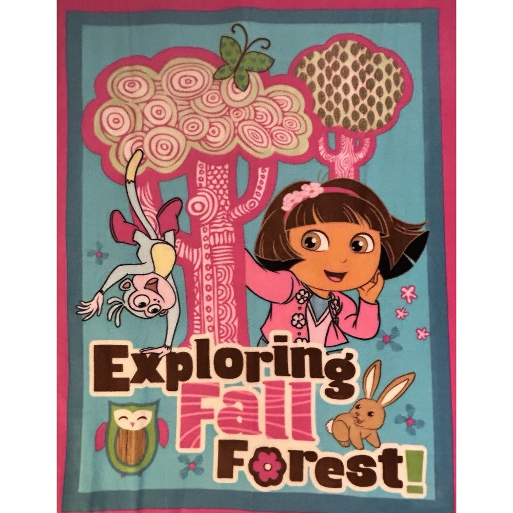 Dora The Explorer Dora & Boots Sewing Fabric Pink Panel 61"x 46" Blanket